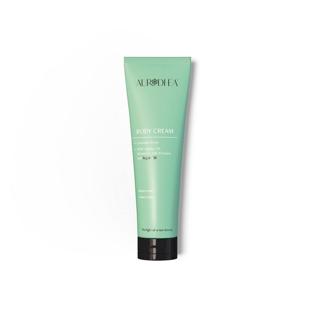 Coconut Body Cream - 150 ml Enriched with Jojoba Oil, Vitamin E, Silk Proteins and Argan Oil