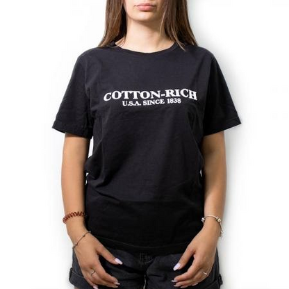 Cotton-Rich T-Shirt with print, black